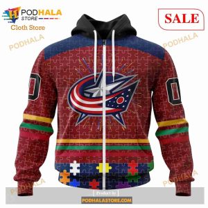 Custom Columbus Blue Jackets Fearless Aganst Autism Sweatshirt Nhl Hoodie 3d 2