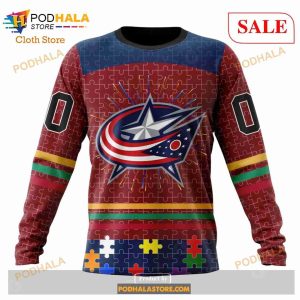 Custom Columbus Blue Jackets Fearless Aganst Autism Sweatshirt Nhl Hoodie 3d 4