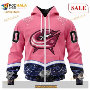 Custom Columbus Blue Jackets Fights Cancer Sweatshirt Nhl Hoodie 3d 2