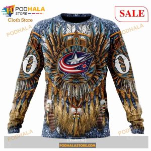 Custom Columbus Blue Jackets Native Costume Design Sweatshirt Nhl Hoodie 3d 4