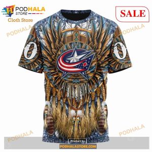 Custom Columbus Blue Jackets Native Costume Design Sweatshirt Nhl Hoodie 3d 6
