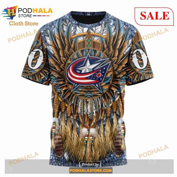 Custom Columbus Blue Jackets Native Costume Design Sweatshirt NHL Hoodie 3D