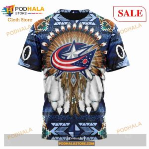 Custom Columbus Blue Jackets Native Costume Sweatshirt Nhl Hoodie 3d 6