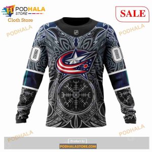 Custom Columbus Blue Jackets Norse Viking Symbols Sweatshirt Nhl Hoodie 3d 6