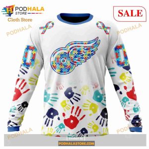 Custom Detroit Red Wings Autism Awareness Design Sweatshirt Nhl Hoodie 3d 4