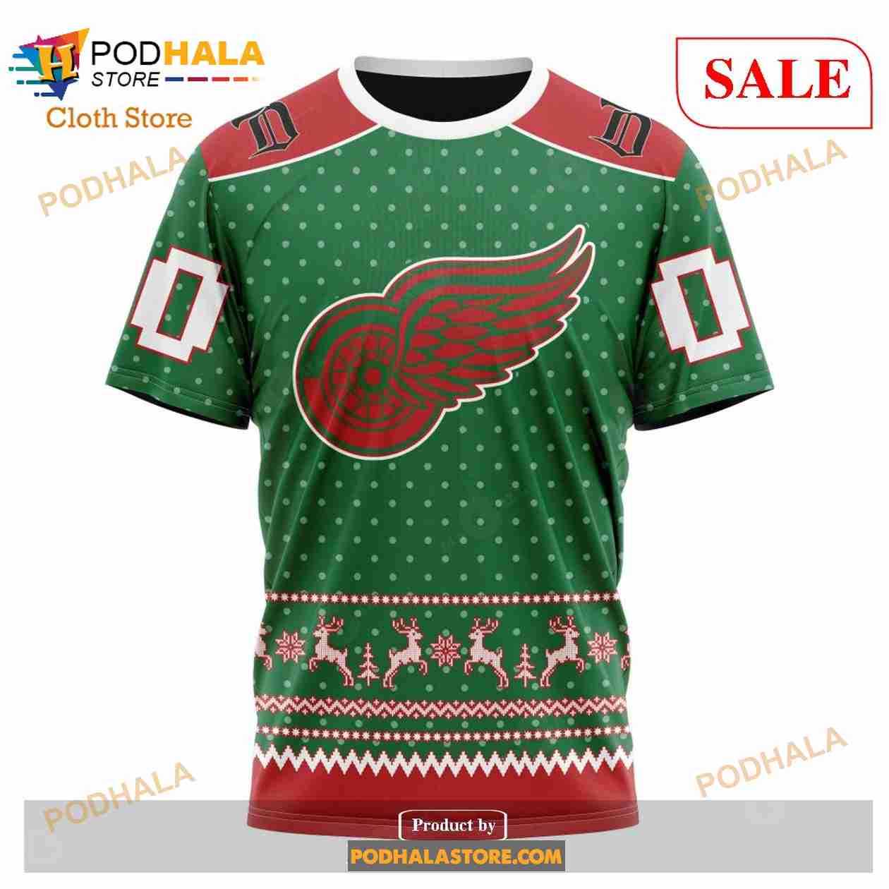 Custom Detroit Red Wings Christmas Sweatshirt NHL Hoodie 3D For