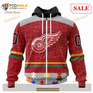 Custom Detroit Red Wings Fearless Aganst Autism Sweatshirt Nhl Hoodie 3d 2