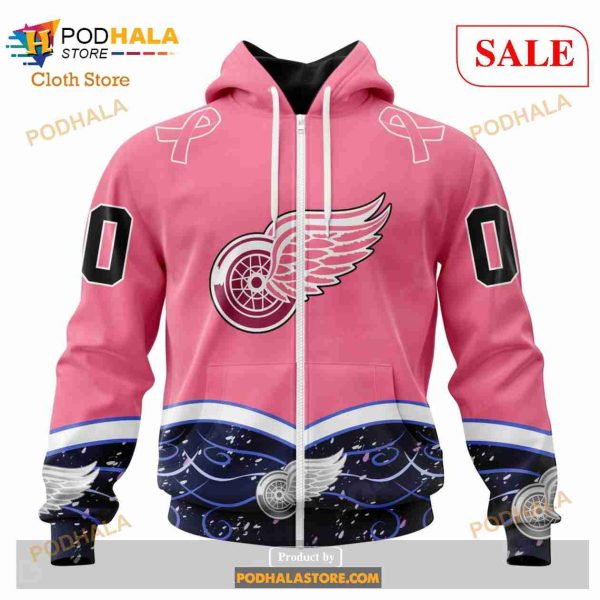 Custom Detroit Red Wings Fights Cancer Sweatshirt NHL Hoodie 3D