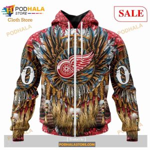 Custom Detroit Red Wings Native Costume Design Sweatshirt Nhl Hoodie 3d 2