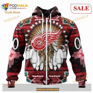 Custom Detroit Red Wings Native Costume Sweatshirt Nhl Hoodie 3d 2