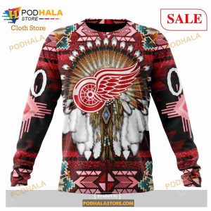 Custom Detroit Red Wings Native Costume Sweatshirt Nhl Hoodie 3d 4