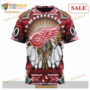 Custom Detroit Red Wings Native Costume Sweatshirt Nhl Hoodie 3d 6