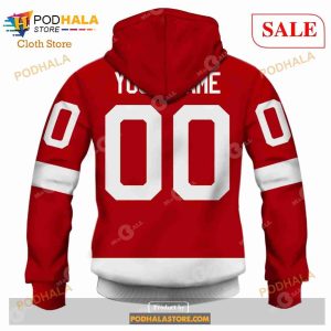 Custom Detroit Red Wings Throwback Vintage NHL Home Sweatshirt Hoodie 3d 5