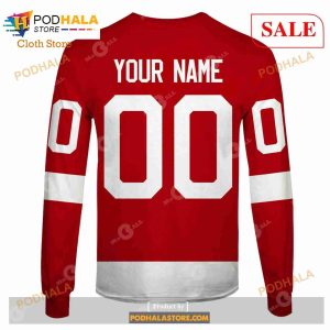 Custom Detroit Red Wings Throwback Vintage NHL Home Sweatshirt Hoodie 3d 7