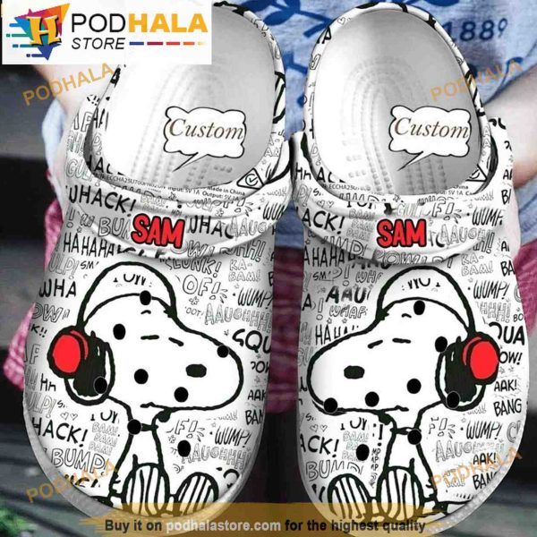 Custom Disney Listening To Music Snoopy Clogband 3D Crocs