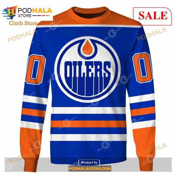 Custom Edmonton Oilers 80s Throwback Vintage Hockey Away Sweatshirt Hoodie 3D