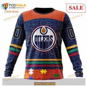 Custom Edmonton Oilers Fearless Aganst Autism Sweatshirt NHL Hoodie 3D 4