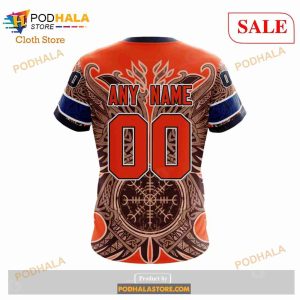 Custom Edmonton Oilers Norse Viking Symbols Sweatshirt NHL Hoodie 3D 2