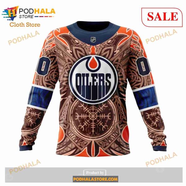 Custom Edmonton Oilers Norse Viking Symbols Sweatshirt NHL Hoodie 3D
