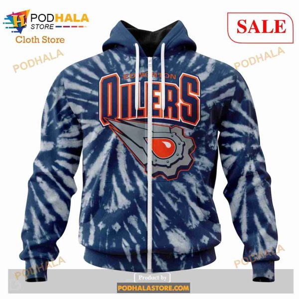 Custom Edmonton Oilers Retro Vintage Tie Dye Sweatshirt NHL Hoodie 3D