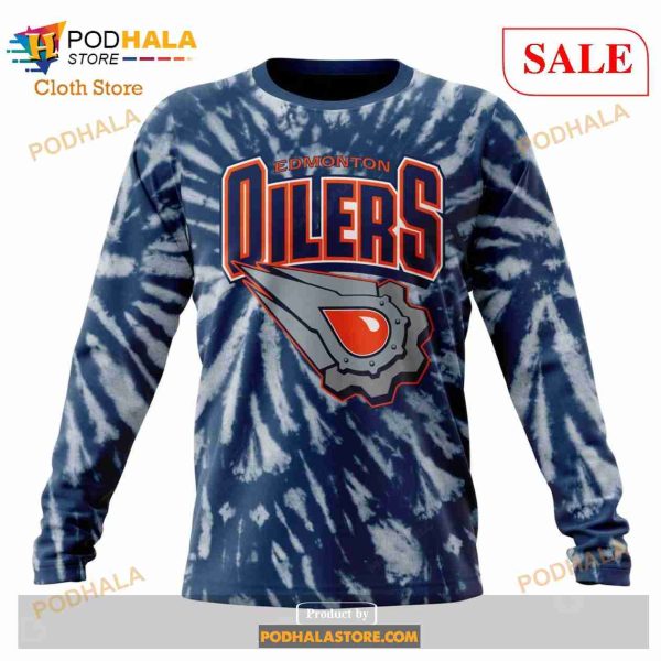 Custom Edmonton Oilers Retro Vintage Tie Dye Sweatshirt NHL Hoodie 3D