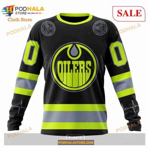 Custom Edmonton Oilers Unisex Firefighter Uniforms Color NHL Hoodie 3D 4