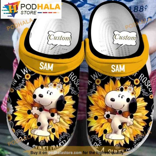 Custom Floral Sunflowers Snoopy Clogband 3D Crocs