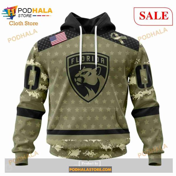 Custom Florida Panthers Camo Military Appreciation NHL Hoodie 3D