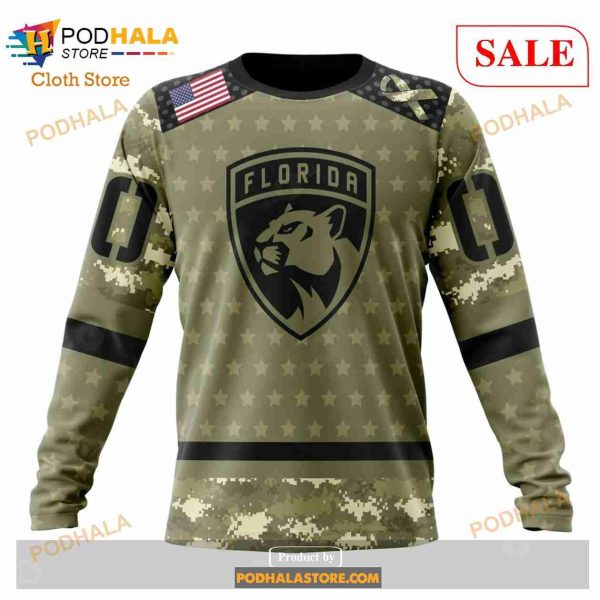 Custom Florida Panthers Camo Military Appreciation NHL Hoodie 3D