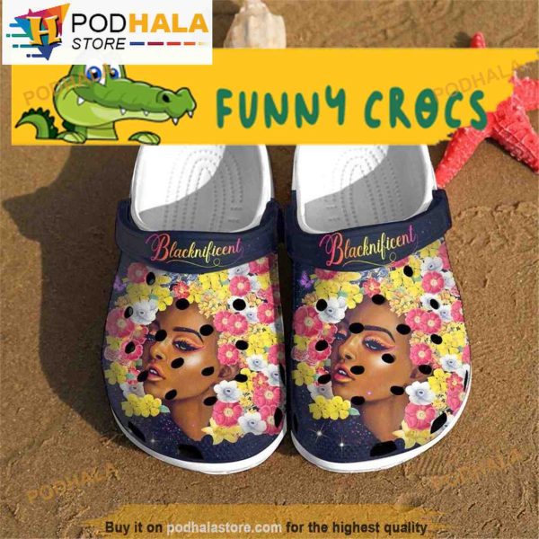 Custom Flower Black Girl Thanksgiving Clogband 3D Crocs