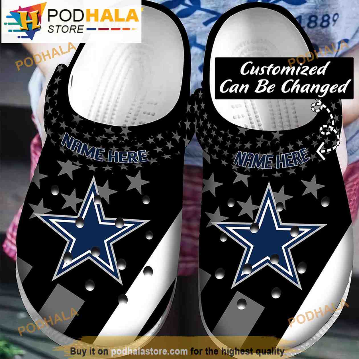 Dallas Cowboys Navy Crocs Crocband Shoes - T-shirts Low Price