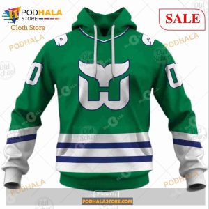 Custom Hartford Whalers Carolina Hurricanes Vintage NHL Green Sweatshirt Hoodie 3d 2