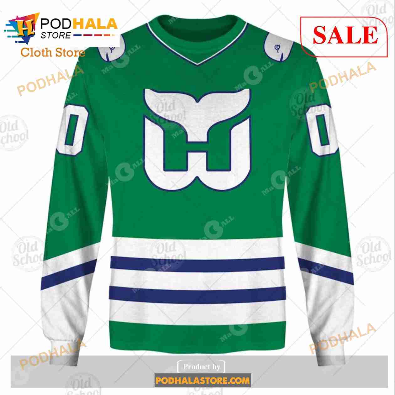 Custom Hartford Whalers Carolina Hurricanes Vintage NHL Green Sweatshirt  Hoodie 3D - Bring Your Ideas, Thoughts And Imaginations Into Reality Today
