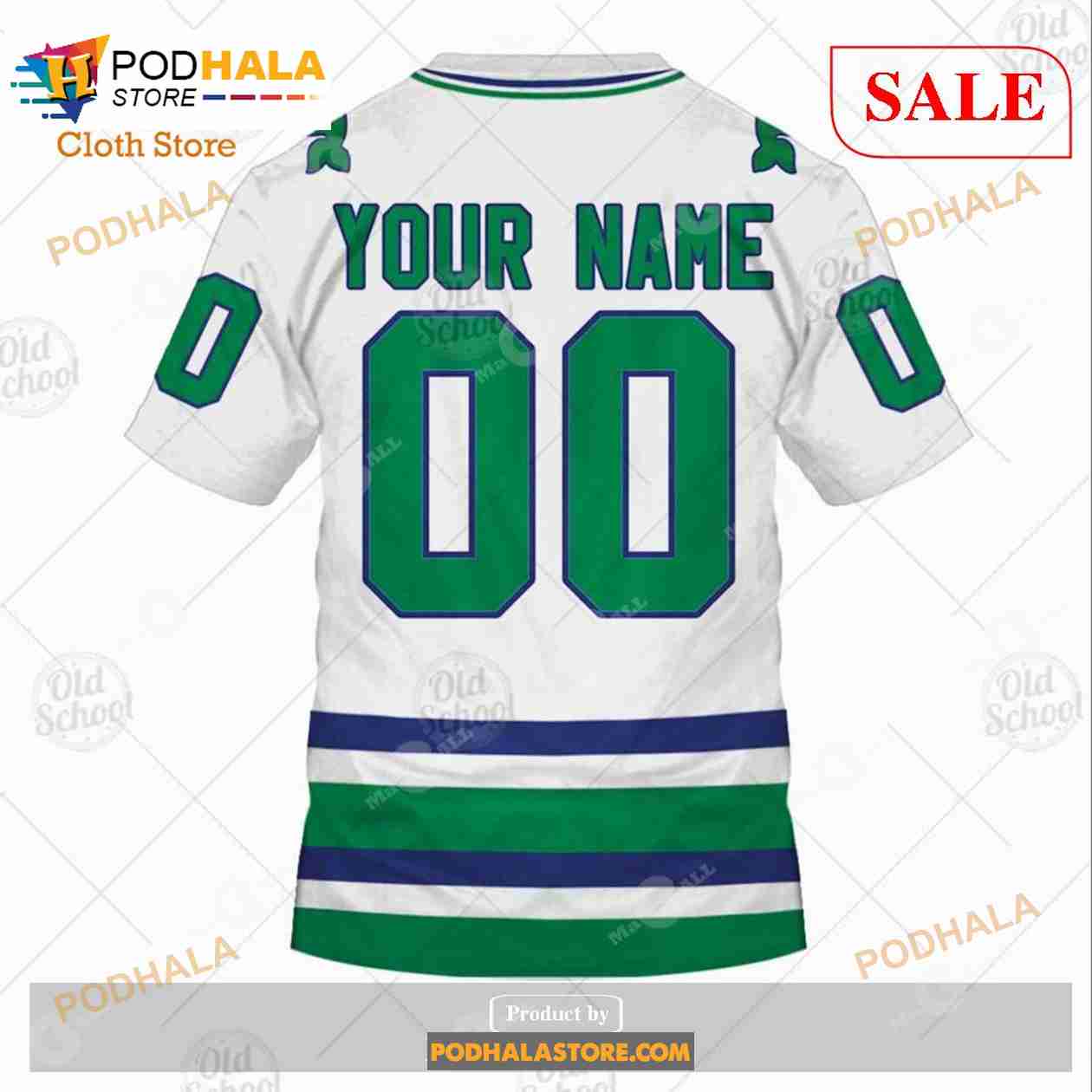 Personalized Hartford Whalers Carolina Hurricanes Vintage NHL Jersey Green  3D Hoodie