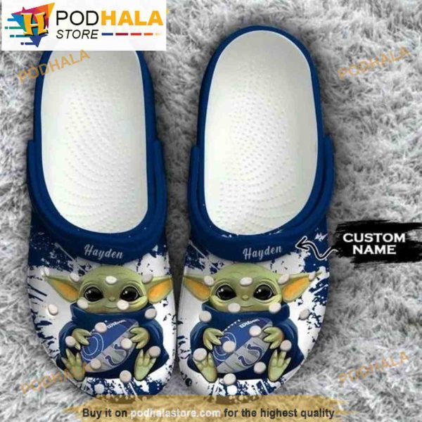Custom Indianapolis Colts Baby Yoda Crocband 3D Crocs