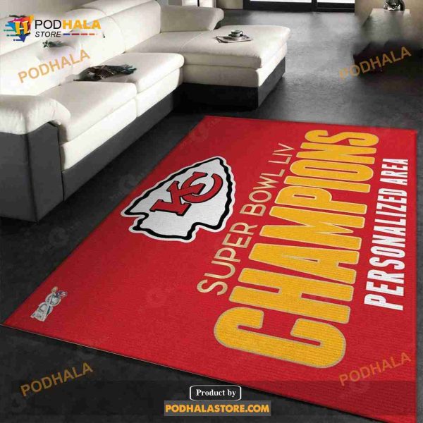 Custom Kansas City Chiefs NFL Team Logos Area Rug, Kitchen Rug, Family Gift Us Decor