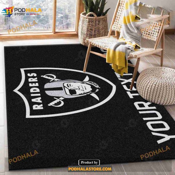 Custom Las Vegas Raiders Accent Rug NFL Team Logos Area Rug, Bedroom