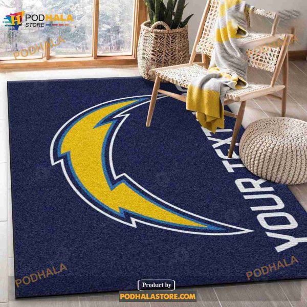 Custom Los Angeles Chargers Accent Rug NFL Team Logos Area Rug, Living Room Rug