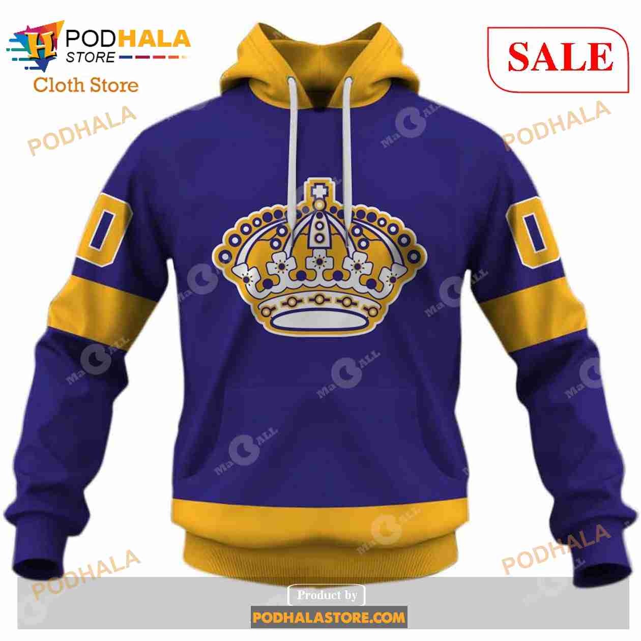 NHL Los Angeles Kings Custom Name Number 70s Throwback Vintage Away Jersey  Pullover Hoodie