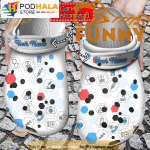 Custom Medicine Line Hexagons White Crocband 3D Crocs Classic Clog