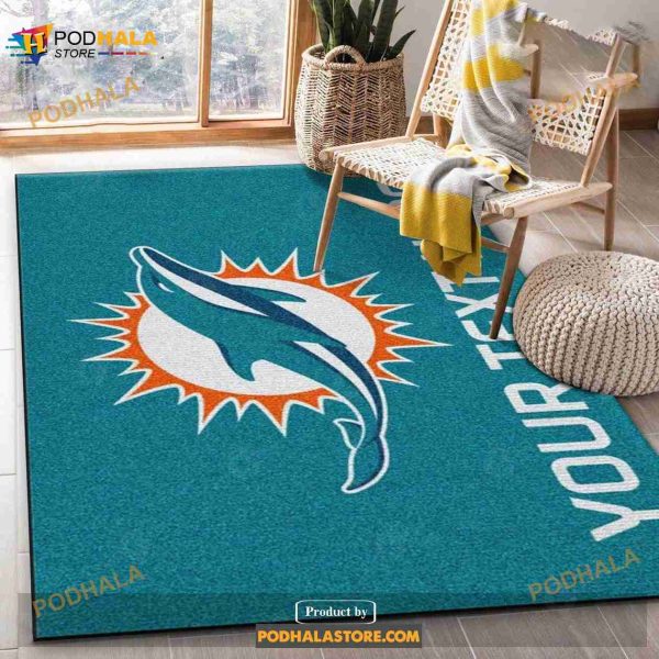 Custom Miami Dolphins Accent Rug NFL Area Rug For Christmas, Bedroom, Christmas Gift