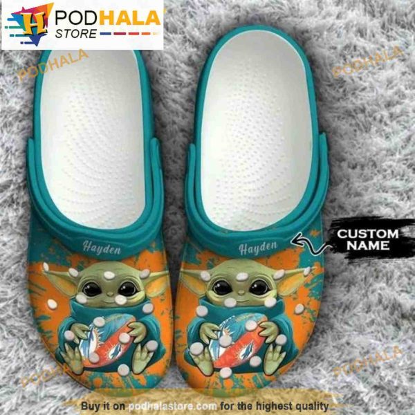 Custom Miami Dolphins Baby Yoda Crocband 3D Crocs