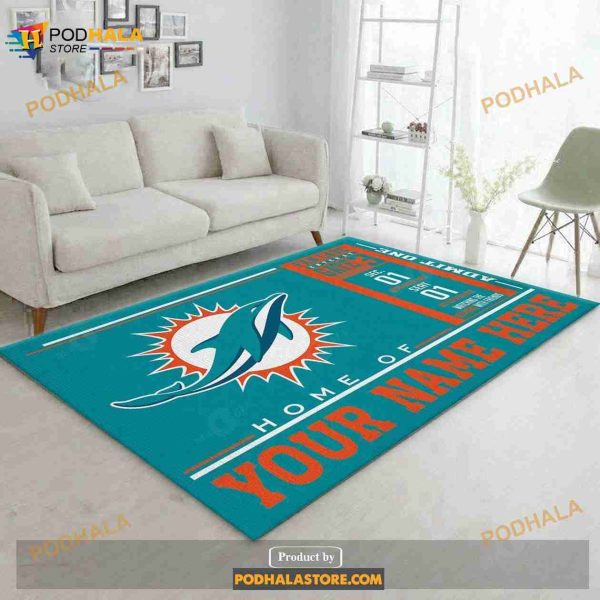 Custom Miami Dolphins Wincraft Custom NFL Area Rug, Bedroom