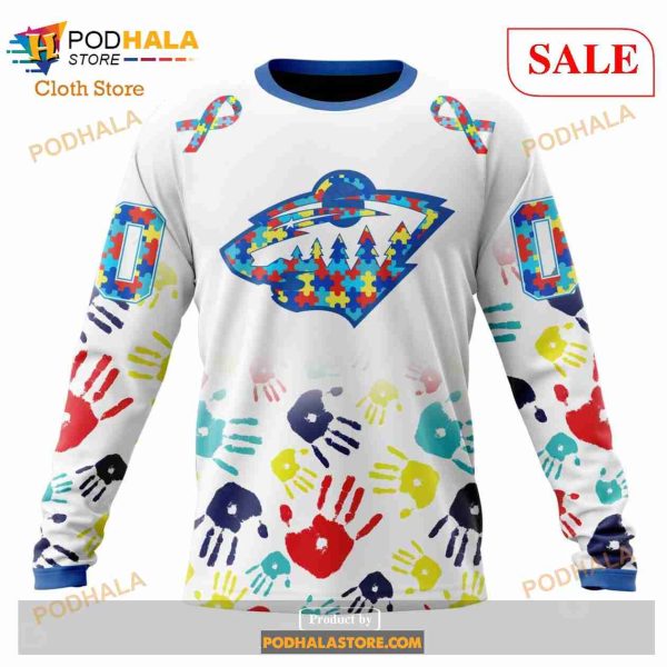 Custom Minnesota Wild Autism Awareness Design NHL Hoodie 3D