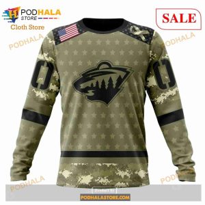 Custom Minnesota Wild Camo Military Appreciation Nhl Hoodie 3d 4