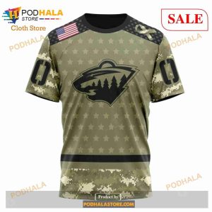Custom Minnesota Wild Camo Military Appreciation Nhl Hoodie 3d 6