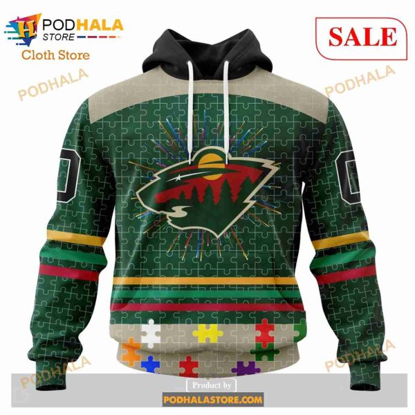 Custom Minnesota Wild Fearless Aganst Autism Sweatshirt NHL Hoodie 3D