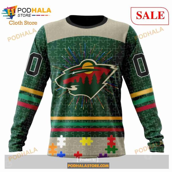 Custom Minnesota Wild Fearless Aganst Autism Sweatshirt NHL Hoodie 3D