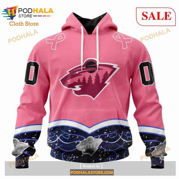 Custom Minnesota Wild Fights Cancer Sweatshirt NHL Hoodie 3D
