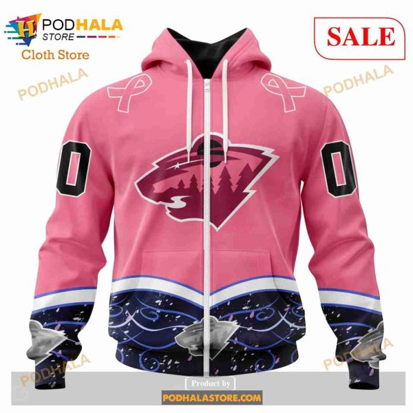 Custom Minnesota Wild Fights Cancer Sweatshirt NHL Hoodie 3D